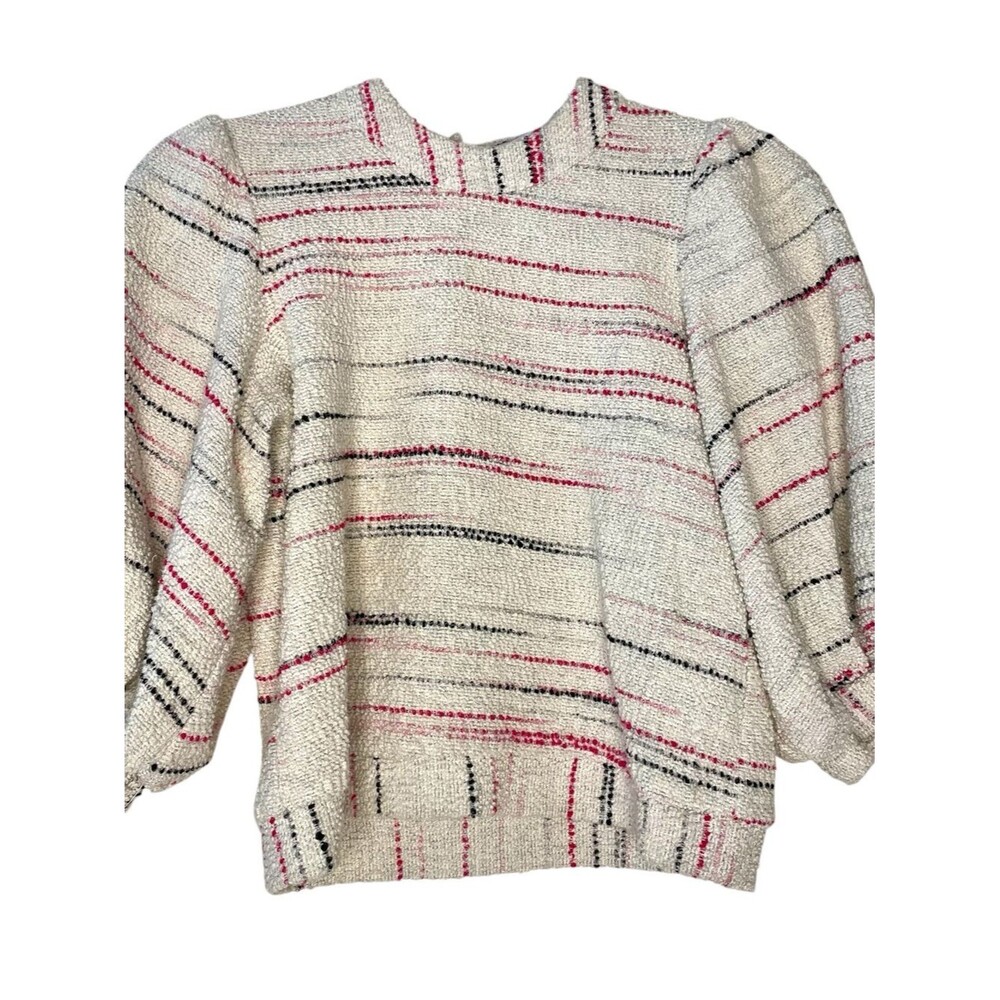 Hunter Belle Sweater Marla Knit Top FLAW Stripes Textured Cream Pink Black Small